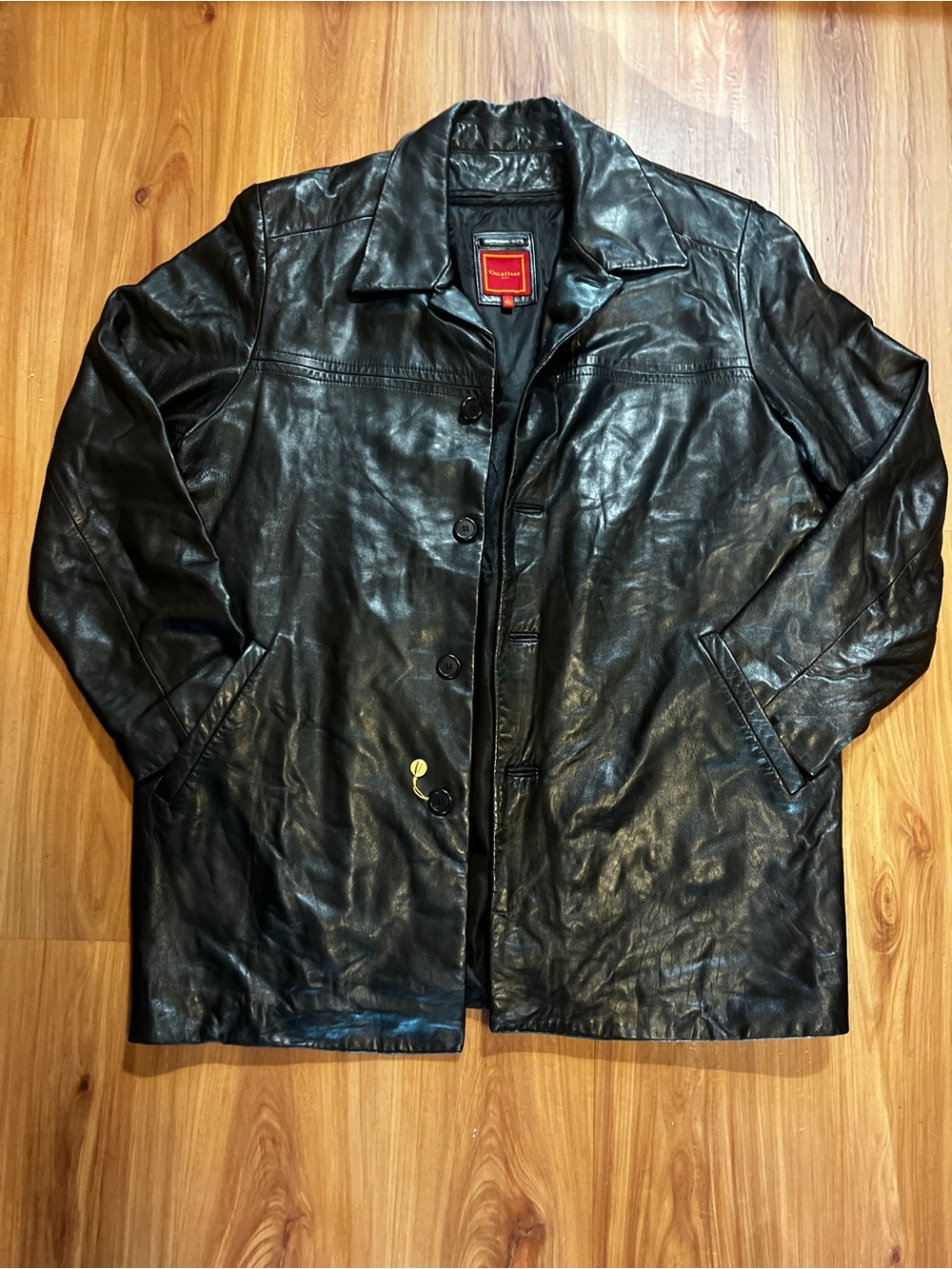 Vintage Cole Haan Red Label Black Lambskin Leather Coat Jacket Super Soft